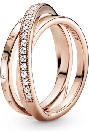 PANDORA Bronzový propletený prsten se zirkony Pavé 189057C01 52 mm