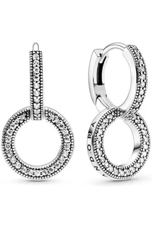 PANDORA Kruhové náušnice s krystaly Double Hoop 299052C01