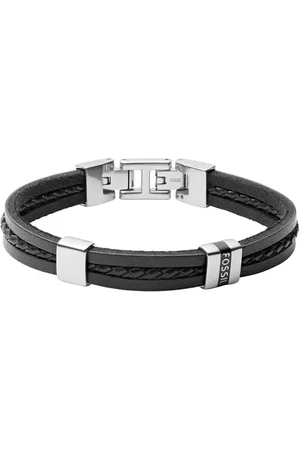 Fossil Slušivý pánský kožený náramek Vintage Casual JF03686040