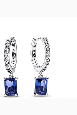 PANDORA Třpytivé kruhové náušnice s modrými křišťály Timeless 292381C01