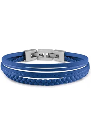 Guess Modrý kožený náramek Malibu JUMB01345JWSTJBT/U