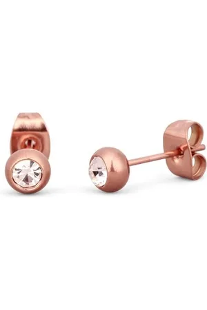Vuch Půvabné bronzové náušnice s krystalem Gem Rose Gold