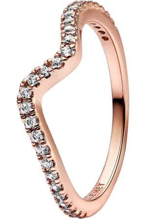 PANDORA Vlnitý bronzový prsten se zirkony Rose Timeless 182539C01 50 mm