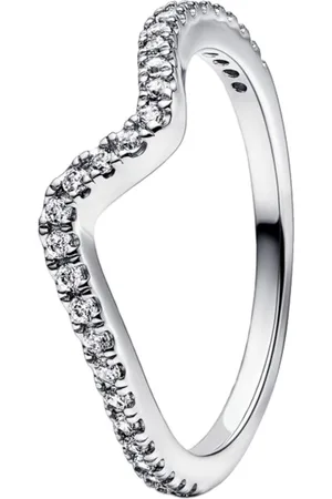 PANDORA Vlnitý stříbrný prsten se zirkony Timeless 192539C01 52 mm