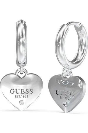 Guess Srdíčkové kruhové náušnice z oceli Huggie Me JUBE03145JWRHT/U