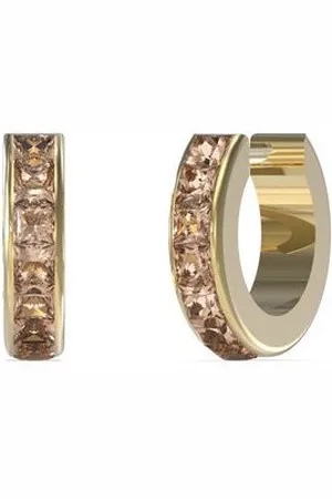 Guess Nadčasové pozlacené náušnice s krystaly Huggie Me JUBE03134JWYGPET/U