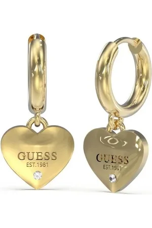 Guess Srdíčkové kruhové náušnice z oceli Huggie Me JUBE03145JWYGT/U