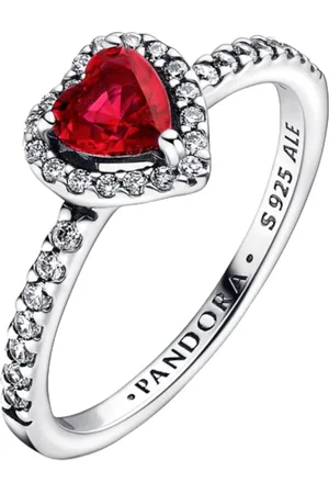 PANDORA Romantický stříbrný prsten s červeným křišťálem Timeless 198421C02 52 mm