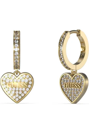 Guess Blyštivé pozlacené náušnice Huggie Me JUBE03136JWYGT/U