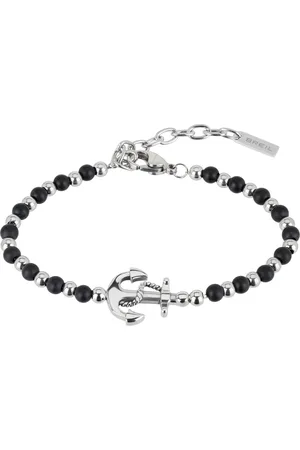 Breil Stylový korálkový náramek s kotvou Black Onyx TJ2407