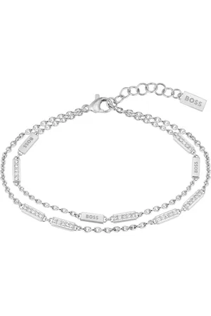 HUGO BOSS Dvojitý ocelový náramek s krystaly Larya 1580448
