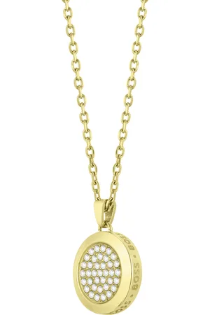 HUGO BOSS Oslnivý pozlacený náhrdelník s krystaly Medallion 1580300