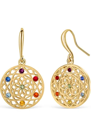 Crystalp Stylové pozlacené náušnice s krystaly Chakra Flower 40191.MLT.G