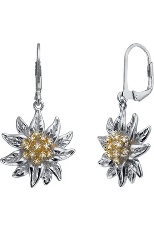 Crystalp Třpytivé stříbrné náušnice Protěž s krystaly 40552.S