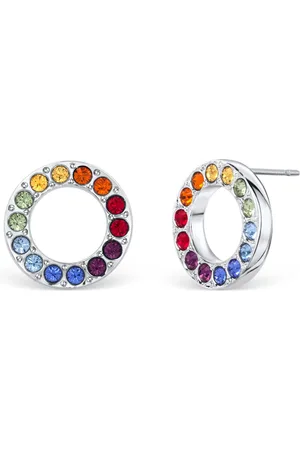 Crystalp Hravé náušnice pecky se zirkony Chakra Hoop 40345.MLT.R