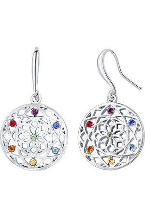 Crystalp Stylové náušnice s krystaly Chakra Flower 40191.MLT.R