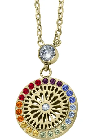 Crystalp Barevný pozlacený náhrdelník s krystaly Balance Chakra 32162.MUL.EG
