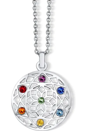 Crystalp Stylový náhrdelník s krystaly Chakra Flower 30091.MLT.R