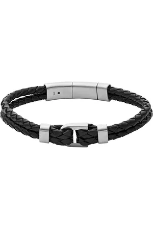 Fossil Černý kožený náramek pro muže Heritage JF04202040