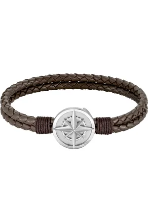 HUGO BOSS Stylový kožený hnědý náramek 1580497 19 cm