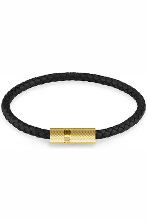 Guess Černý kožený náramek Blackjack JUXB03238JWYGBK 20 cm