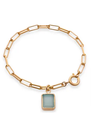 Decadorn Módní pozlacený náramek s chalcedonem Chunky