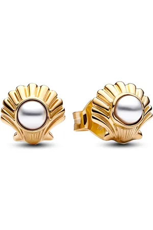 PANDORA Půvabné perlové náušnice Lastura z Malé mořské víly Shine 262686C01