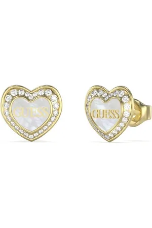 Guess Půvabné pozlacené náušnice s perletí Amami JUBE04028JWYGWHT/U