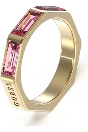 Guess Slušivý prsten s růžovými kubickými zirkony JUBR03174JWYGFC 52 mm