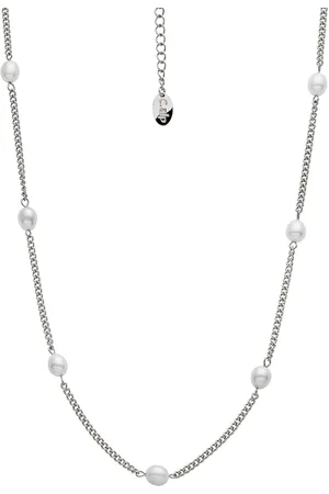 Crystalp Půvabný ocelový náhrdelník s perlami Tide Pearl 12243.E