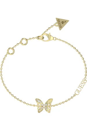 Guess Slušivý pozlacený náramek s motýlkem Chrysalis JUBB04110JWYG 18,5 cm