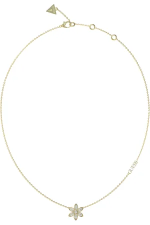 Guess Krásný pozlacený náhrdelník s květinou White Lotus JUBN04146JWYGT/U