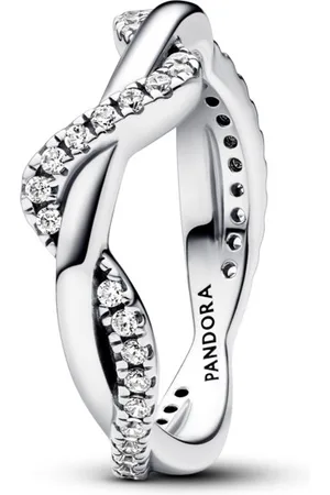 PANDORA Zvlněný stříbrný prsten se zirkony Timeless 193098C01 52 mm