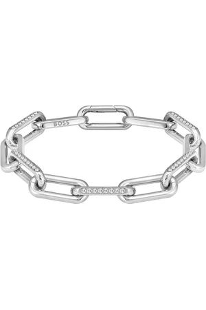HUGO BOSS Výrazný dámský ocelový náramek s krystaly Halia 1580599