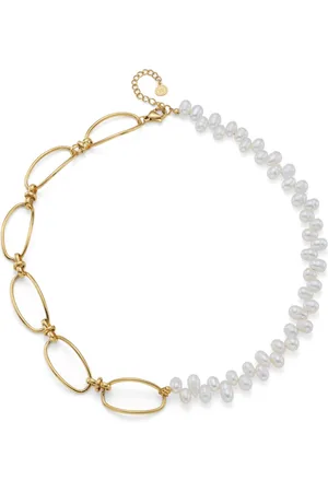 Oliver Weber Výrazný pozlacený náhrdelník s perlami Izanagi Silky Pearls 12315G
