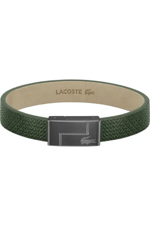 Lacoste Zelený kožený náramek Monogram Leather 2040186 17,5 cm