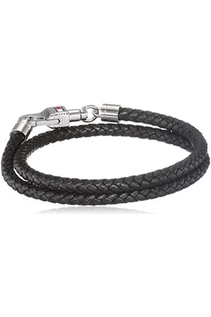 Tommy Hilfiger Černý kožený náramek s ocelovým zapínáním 2701063