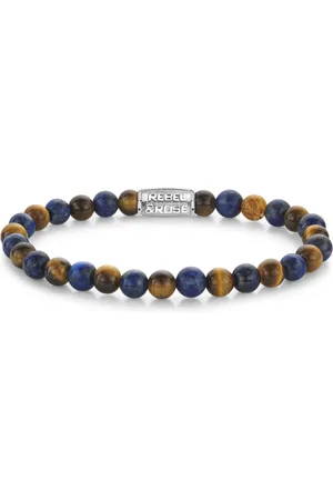 Rebel & Rose Slušivý korálkový náramek Mix Tiger Lapis RR-60133-S 19 cm