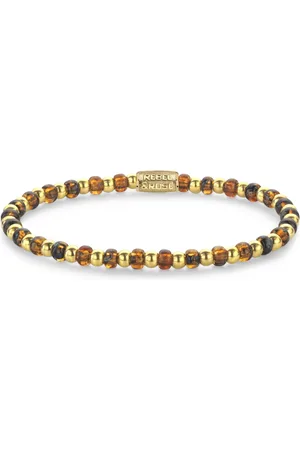 Rebel & Rose Korálkový náramek Mix Glass Rocks Tiger Gold RR-40146-G 16,5 cm