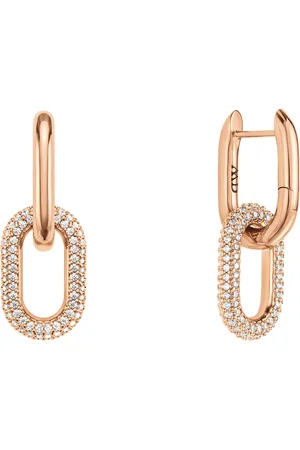 Daniel Wellington Třpytivé bronzové náušnice 2v1 Crystal Link DW00400576