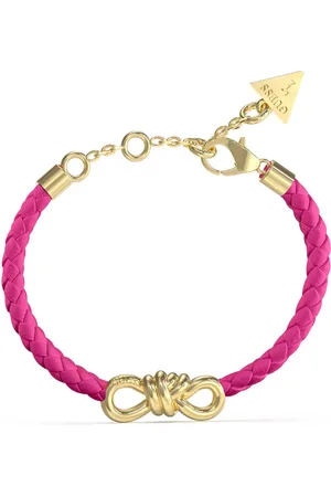 Guess Stylový náramek z růžové kůže s mašlí JUBB04003JWYGFCT/U