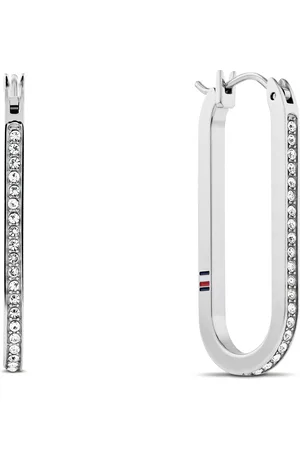 Tommy Hilfiger Oválné ocelové náušnice s krystaly Dog Tag 2780865
