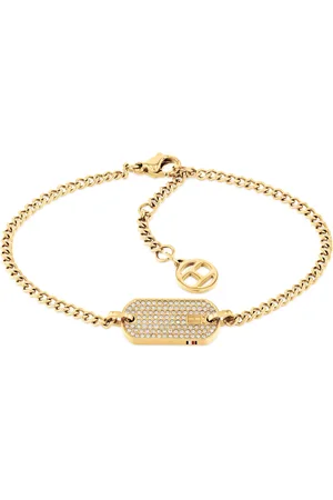 Tommy Hilfiger Dámský pozlacený náramek s krystaly Dog Tag 2780864