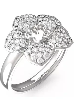 Guess Slušivý ocelový prsten s květinou Shining Winter JUBR04467JWRH 52 mm