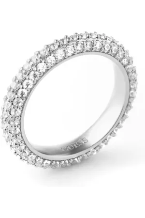 Guess Třpytivý ocelový prsten se zirkony Infinity JUBR04672JWRH 52 mm