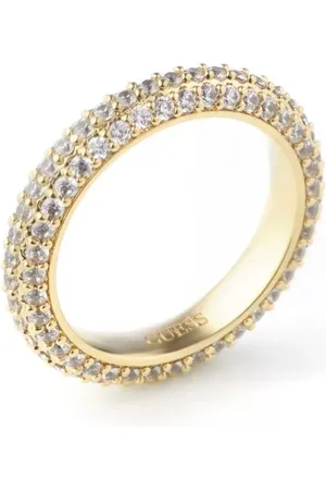Guess Třpytivý pozlacený prsten se zirkony Infinity JUBR04672JWYG 52 mm