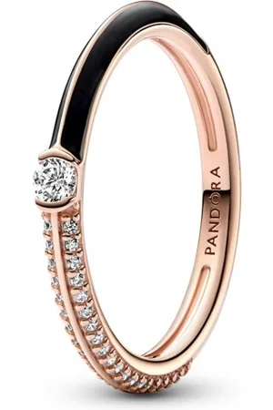 PANDORA Pozlacený prsten se zirkony a glazurou Rose Me 182528C01 50 mm