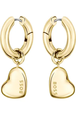 HUGO BOSS Romantické pozlacené kruhy 2v1 se srdíčky 1580641