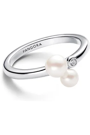 PANDORA Stříbrný prsten s pravými perlami Timeless 193156C01 50 mm