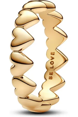 PANDORA Pozlacený srdíčkový prsten Shine 163427C00 50 mm